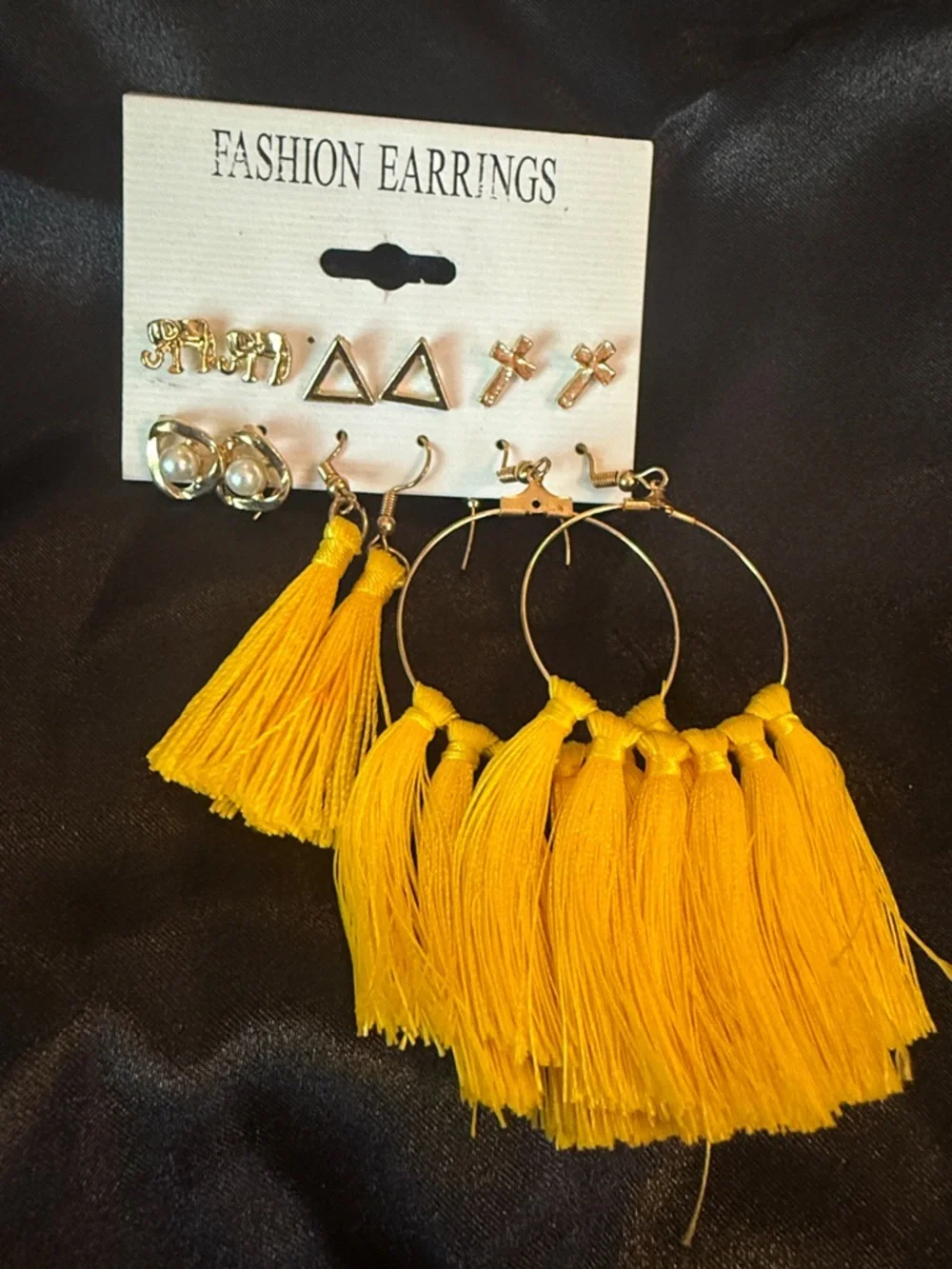Yellow Tassel Hoop & Stud Collection - Picture 1 of 2